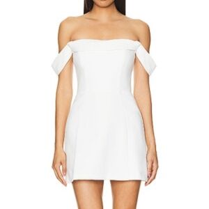 Amanda Uprichard White Off-Shoulder Mini Dress